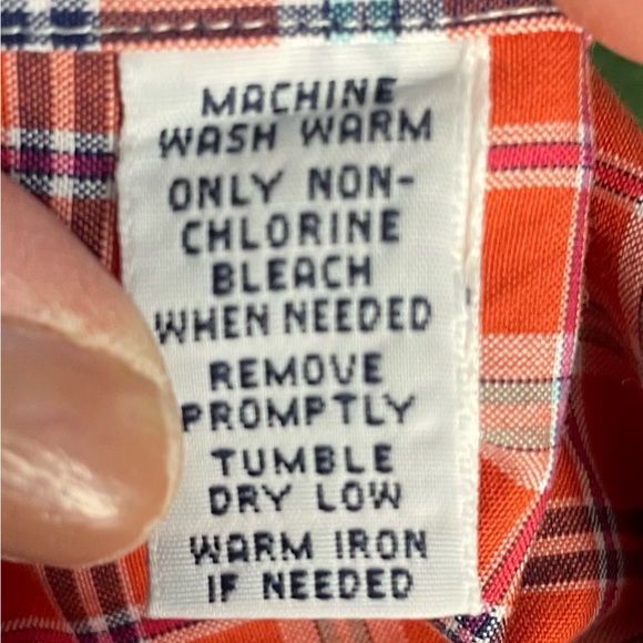Ralph Lauren XL Classic Fit Orange Blue Plaid Button Down Shirt 100% Cotton - Picture 9 of 10